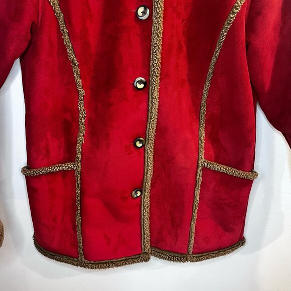 L.L. Bean Vintage Red Sherpa  Barn Coat Women's Jacket Size S Penny Lane - Picture 8 of 10